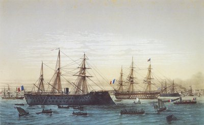 Die Magenta in Brest. Das Schiff Napoléon III. ist im Hintergrund zu sehen von Louis Le Breton